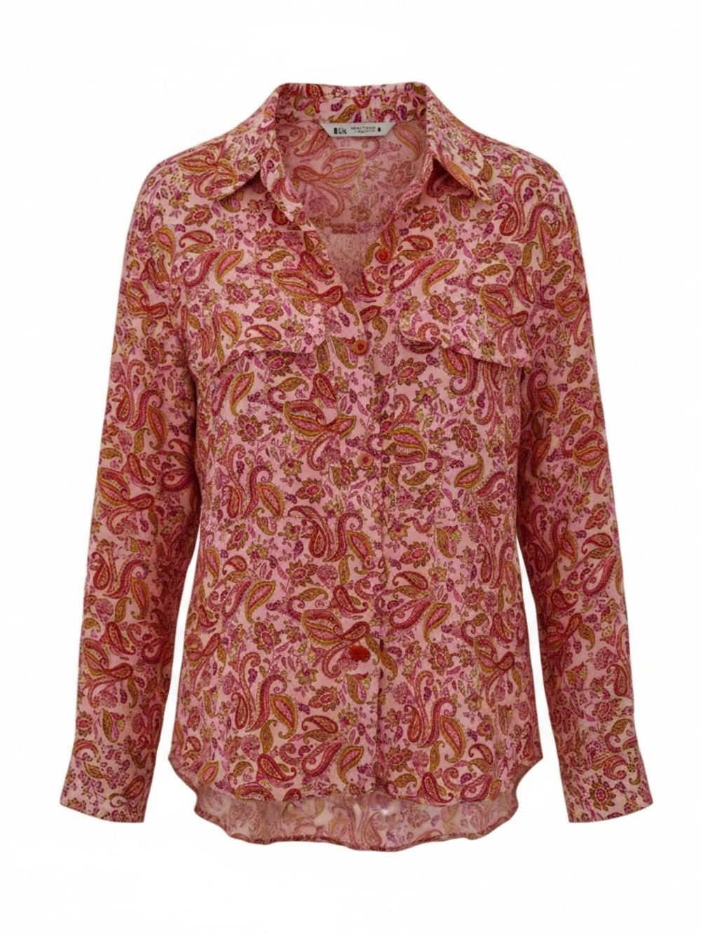 Zara Pink Paisley Print Sheer Button Down Blouse NWT Size S - Picture 2 of 5